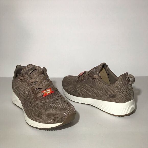 Skechers BOBS Squad Glitz Sparkle Knit Lace-Up Sneakers - Picture 3 of 9